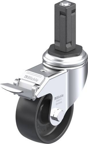Blickle LKRA-POA 80G-11-FI-EV13 Lenkrolle mit Feststeller in Schwarz und Grau, Rad-Durchmesser: 80 mm, Tragfähigkeit: 120 kg - Bild 1