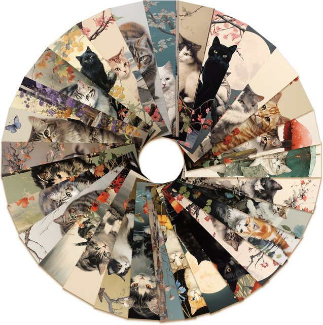 30 Stück Japanische Katze Lesezeichen im Cartoon-Design, bunte Tierdekoration aus Papier für Studenten und Leser - Bild 1