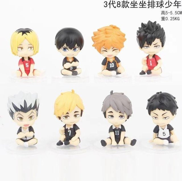 8 Stück Haikyuu Anime Figuren Set aus PVC mit Hinata Shoyo und Kanbara Takashi als dekorative Sammlerstücke für Schreibtisch und Auto in Multicolor - Bild 1