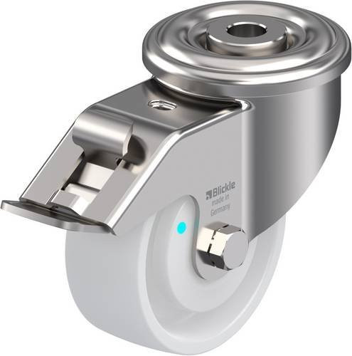 Blickle Lenkrolle LEXR-PO 80KAD-FI mit Feststeller, Rad-Durchmesser: 80 mm, Tragfähigkeit: 150 kg, Edelstahl und Kunststoff, Farbe: Silber/Weiß - Bild 1