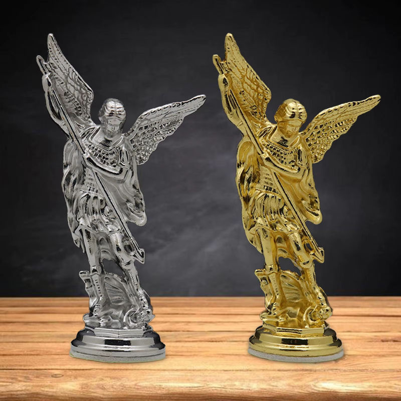 MagiDeal Engel Skulptur Besiegter Luzifer als religiöse Sammlerfigur aus Metall in Silber - Bild 2
