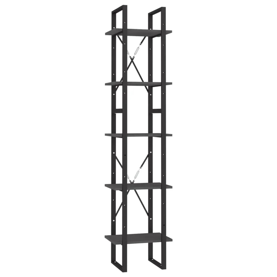 vidaXL Bücherregal im Industrial Design aus Kiefernholz und Metall, Grau, H x B x T: 175 x 40 x 30 cm - Bild 2