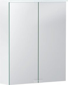Geberit Spiegelschrank Option Basic in Weiß mit 2 Türen, integrierter LED-Beleuchtung und internen Regalen, B/H/T: 55 x 67,5 x 14 cm - Bild 1