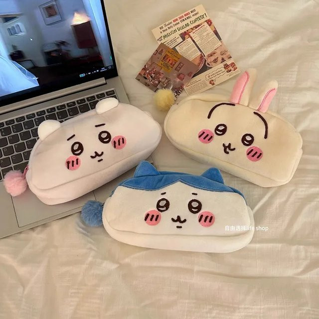 Kawaii Jiyi Plüsch-Federmäppchen Hachiware Usagi in Weiß mit großer Kapazität für Schüler - Bild 1