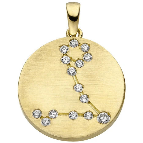 Colfem Anhänger Sternzeichen Fische, 333 Gelbgold, matt, 15 Zirkonia, Unisex - Bild 1