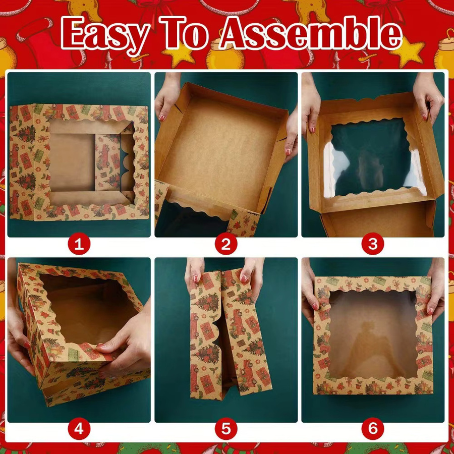 12er Set Kraftpapier Geschenkboxen mit Sichtfenster für Hochzeiten und Weihnachtsgeschenke, Mehrfarbig - Bild 4