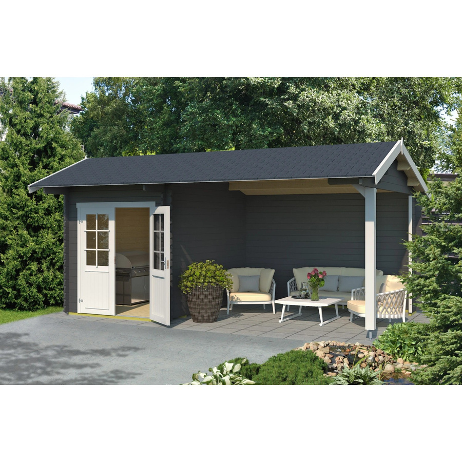 Lasita Gartenhaus Kenzo aus Fichtenholz mit Satteldach in Carbongrau, B/T/H: 580 x 300 x 273,6 cm - Bild 2