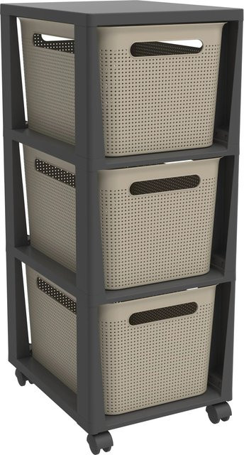 Rotho Tower Brisen mit Rollen in Cappuccino/Beige, 3 x 16 - Bild 1