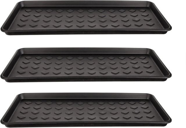 BigDean 3er Set Schuhabtropfschalen in Schwarz mit erhöhtem Rand, B/T/H: 71,5 x 34,5 x 3 cm - Bild 1