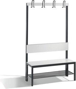 C+P Garderobenbank Basic Plus mit Rückenlehne und Schuhrost, Farbe Schwarzgrau und Weiß, H 165,0 cm x B 100,0 cm x T 40,7 cm - Bild 1