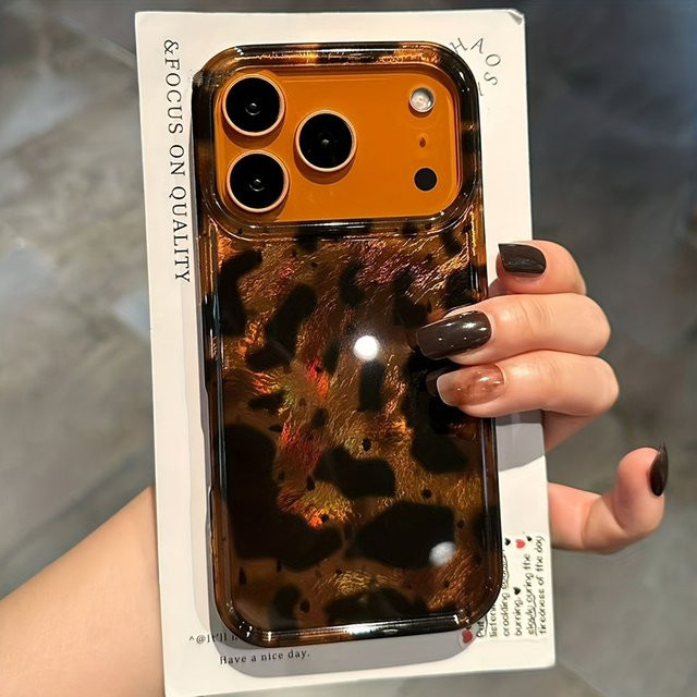 Vortex Glaciers Handyhülle mit schwarzem Leopardenmuster für iPhone 11 bis iPhone 17 Pro Max und weitere Modelle - Bild 1