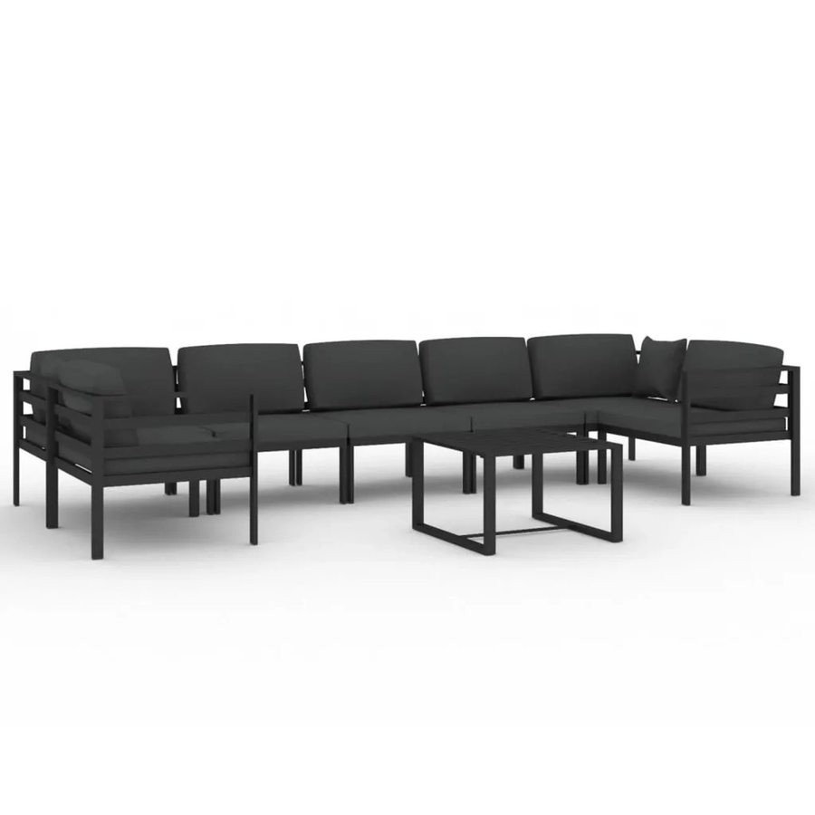 vidaXL 8-tlg Garten-Lounge-Set Modell 5 aus Aluminium mit Kissen in Anthrazit - Bild 2