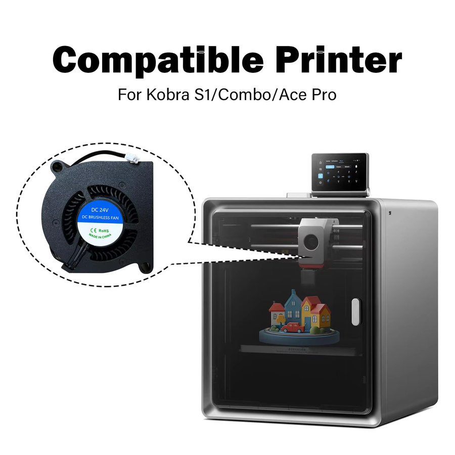Anycubic Kobra S1 Hotend 24V DC Lüfter mit 5020 Doppelkugellager Gebläse für Axialkühlung, Schwarz - Bild 5