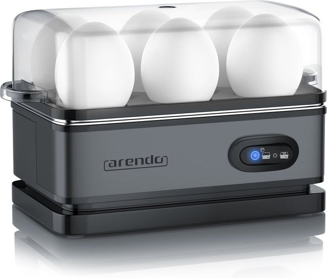 Arendo Eierkocher 6-fach aus Edelstahl mit Warmhaltefunktion in Grau, 400 W - Bild 1