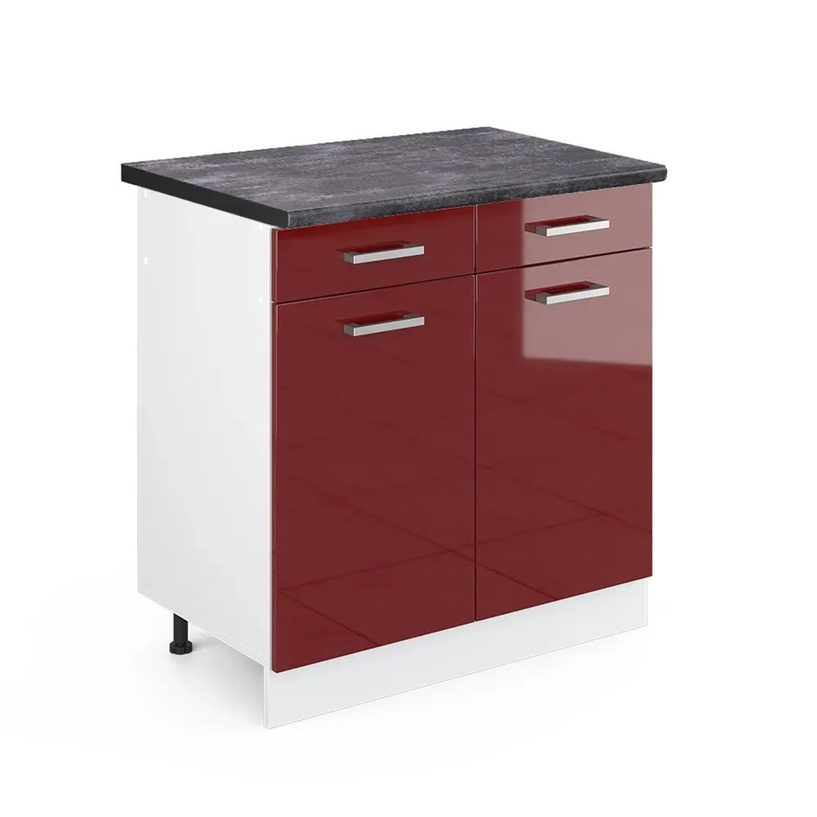 Vicco Küchenunterschrank R-Line in Bordeaux Hochglanz und Weiß mit Anthrazit, B/T/H: 80 x 60 x 81,6 cm - Bild 2