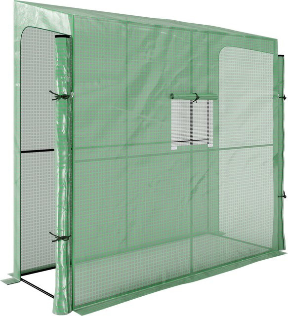 Outsunny Foliengewächshaus mit 2 Türen und Seitenfenster, winddicht und UV-Schutz, grün - Bild 1