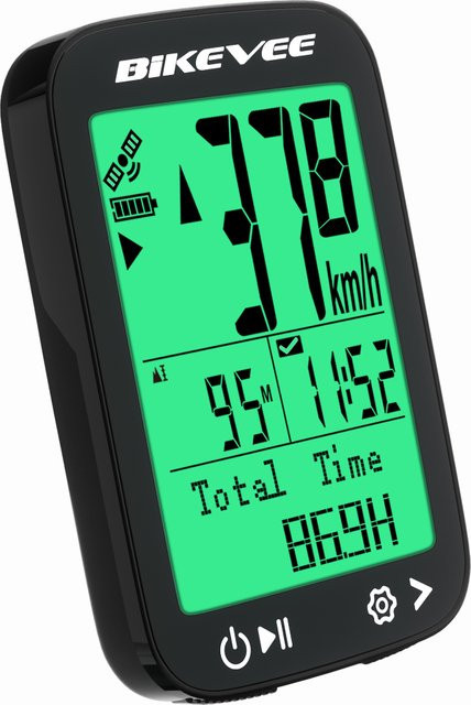 Bikevee GPS-Fahrradcomputer in Schwarz, wasserdichter kabelloser Fahrrad-Tachometer mit multifunktionalem Kilometerzähler und Tracker - Bild 1