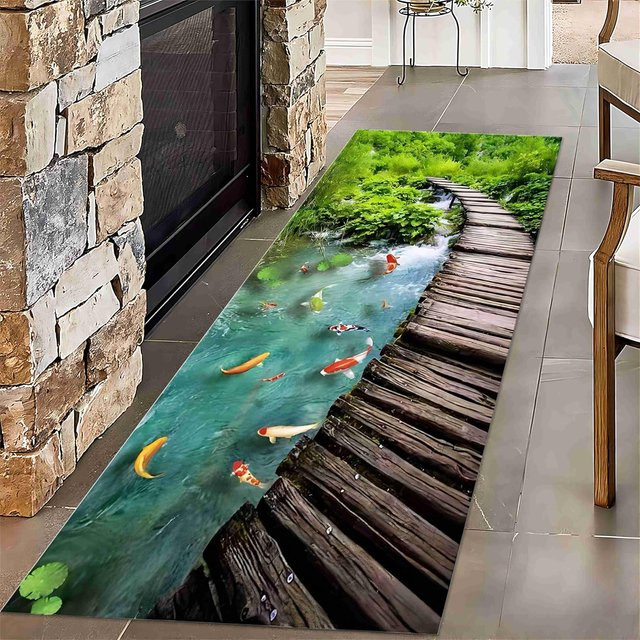 Lodestar 3D Visuelle Illusion Läufer Teppich mit Naturlandschaft Druck, Rutschfest und Wasserabsorbierend, B/T: 120 x 40 cm, Mehrfarbig - Bild 1