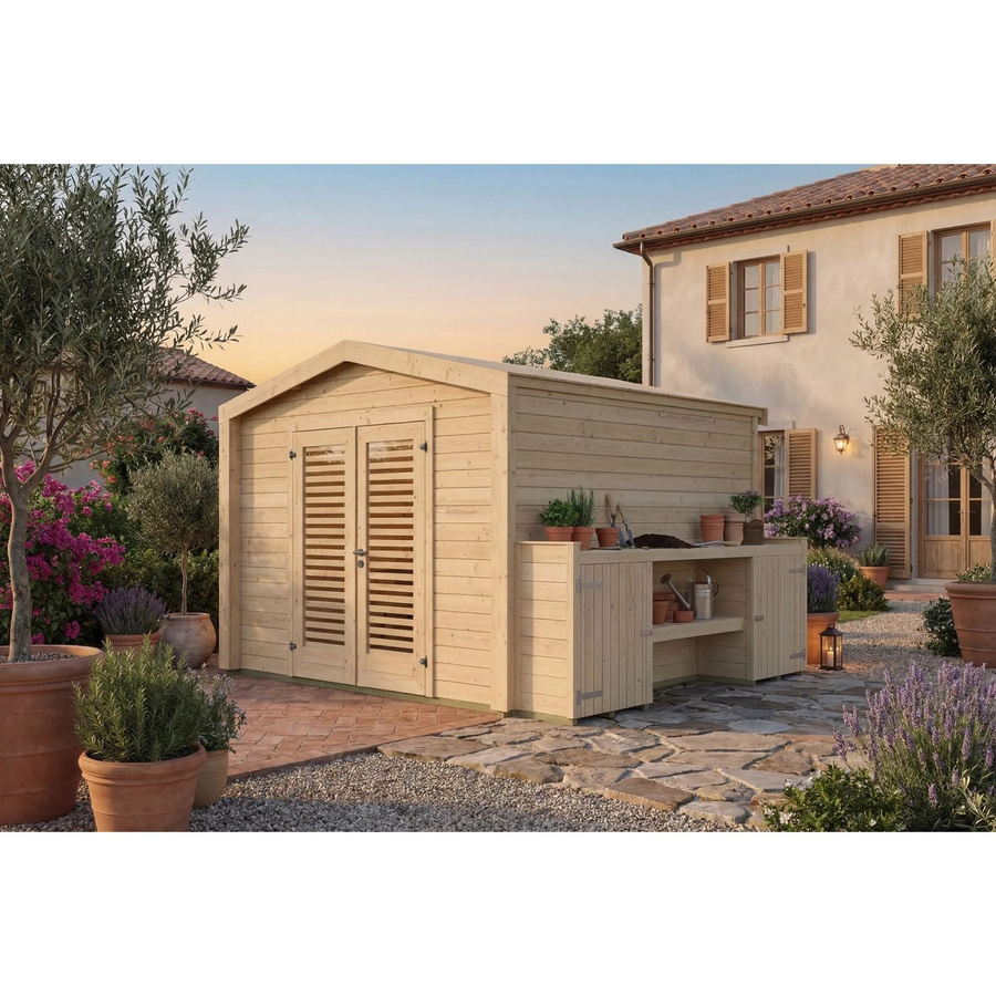 Weka Holz-Gartenhaus Killarney mit Satteldach in Natur Braun, B: 357 cm, T: 313 cm, H: 246 cm - Bild 2