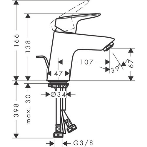 Hansgrohe Einhebel-Waschtischmischer Logis CoolStart in Matt-Schwarz mit Pop-up-Abfluss, B: 46 cm, H: 138 cm - Bild 1