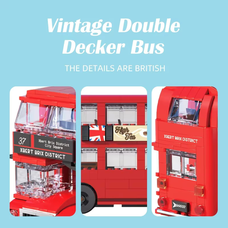 AMAZINGBLOKS Britischer Retro-Doppeldecker-Bus, Baukasten, 745 Teile, ab 14 Jahren - Bild 3