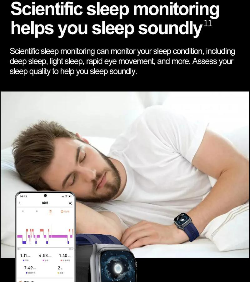 Smartwatch für Herren mit Saphirglas und Gesundheits-Tracker in Schwarz mit EKG, Herzfrequenz, SpO2 und Schlafüberwachung via Bluetooth - Bild 4