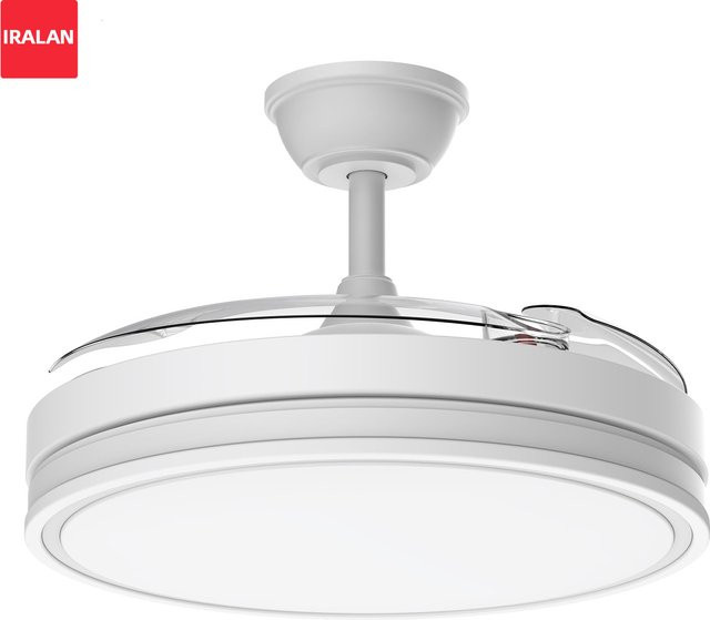 IRALAN Deckenlampenventilator mit integriertem LED-Licht in Weiß, 42 Zoll mit einziehbaren Flügeln und dreifarbigem Licht - Bild 1