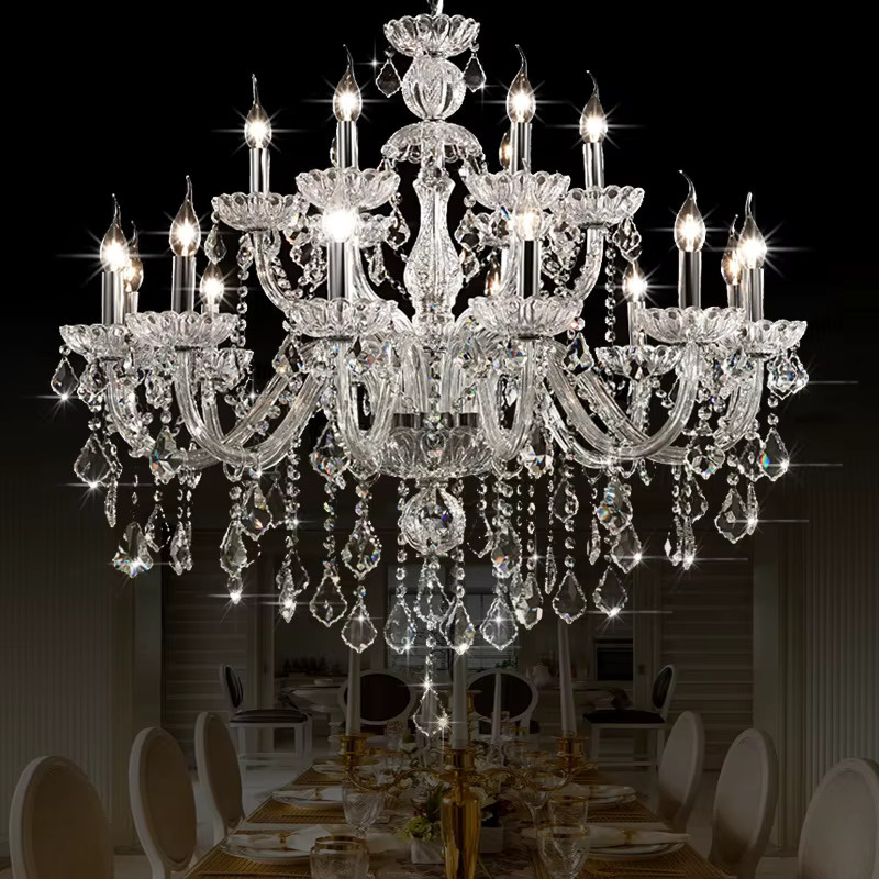 AL.HaffaR Klassischer Kristall-Kronleuchter in Transparent, Runde Hängende Deckenleuchte für Wohnzimmer, Schlafzimmer und Küche - Bild 2