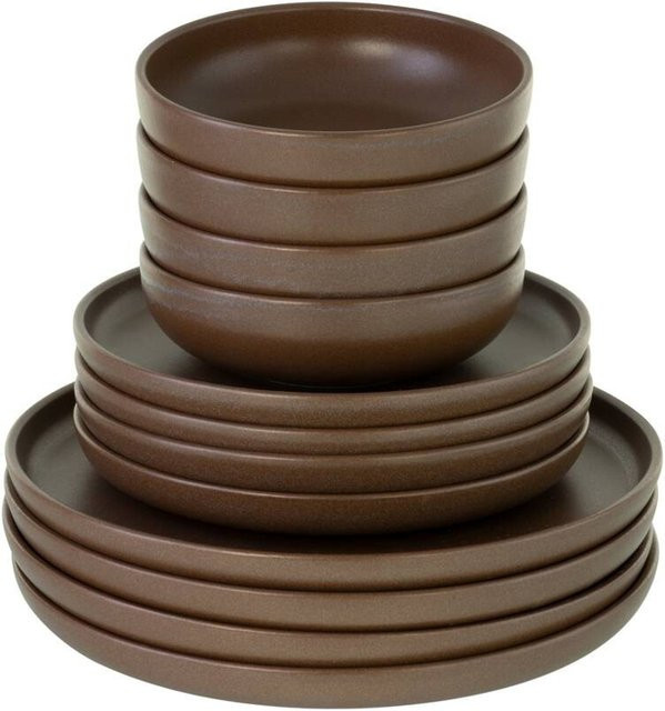 CreaTable Tafelservice Uno aus Steinzeug in Braun, 12-teilig - Bild 1