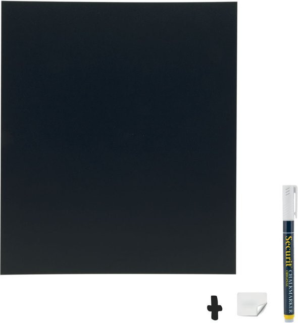 Securit Wandtafel Schiefer Silhouette Quadrat in Schwarz mit Kreidestift und Klett-Kit zur Wandmontage, B: 30 cm, H: 34,5 cm - Bild 1