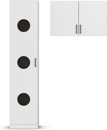 RAUCH ORANGE Allrounder Grundelement Wäscheschrank 1-türig mit Hängeschrank, Alpinweiß, B: 54,0 cm, T: 54,0 cm, H: 210,0 cm