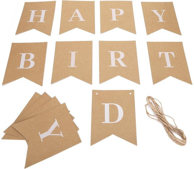 GoolRC Handgefertigtes Kartenbanner aus Kraftpapier mit Buchstaben in Beige für Party und Geburtstag - Bild 1