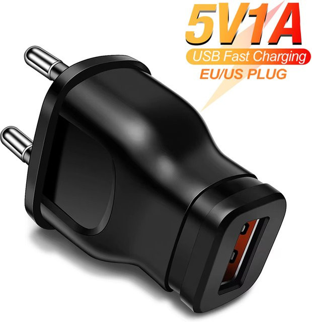 AILEHKUO Netzteiladapter 5V 1A mit US/EU-Stecker und USB-Anschluss in Schwarz - Bild 1