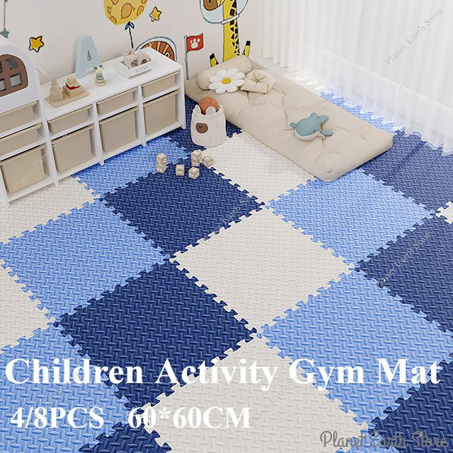DHDH EVA Schaum Spielmatte für Kinder und Babys, Puzzle Bodenmatte für das Kinderzimmer, Blau, B/T: 60 x 60 cm, Höhe: 1 cm - Bild 1