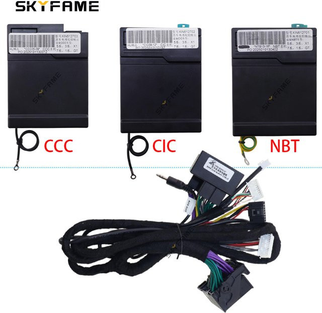 Skyfame RGB LVDS Decoder Android Radio Adapter mit 16pin Kabelbaum und Canbus Box für BMW NBT CCC CIC X3 X5 X6 5/6/7 Serie, Schwarz - Bild 1