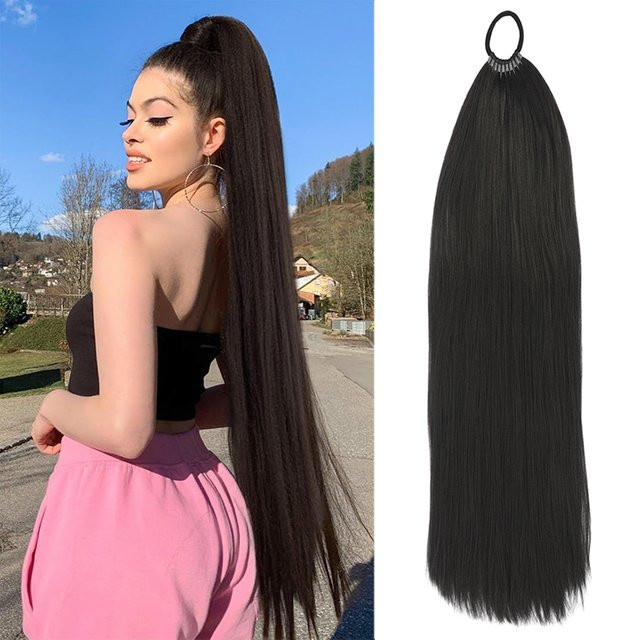 AOOSOO HAIR Perücken-Pferdeschwanz, langes glattes Haar, synthetisch - Bild 1