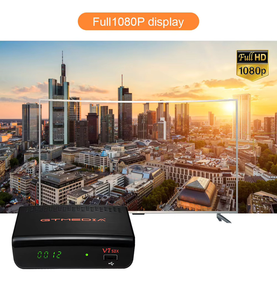 GTMEDIA V7 S2X TV-Empfänger Full HD 1080P Digital DVB-S2X Satelliten-Decoder mit WLAN und USB in Schwarz - Bild 4