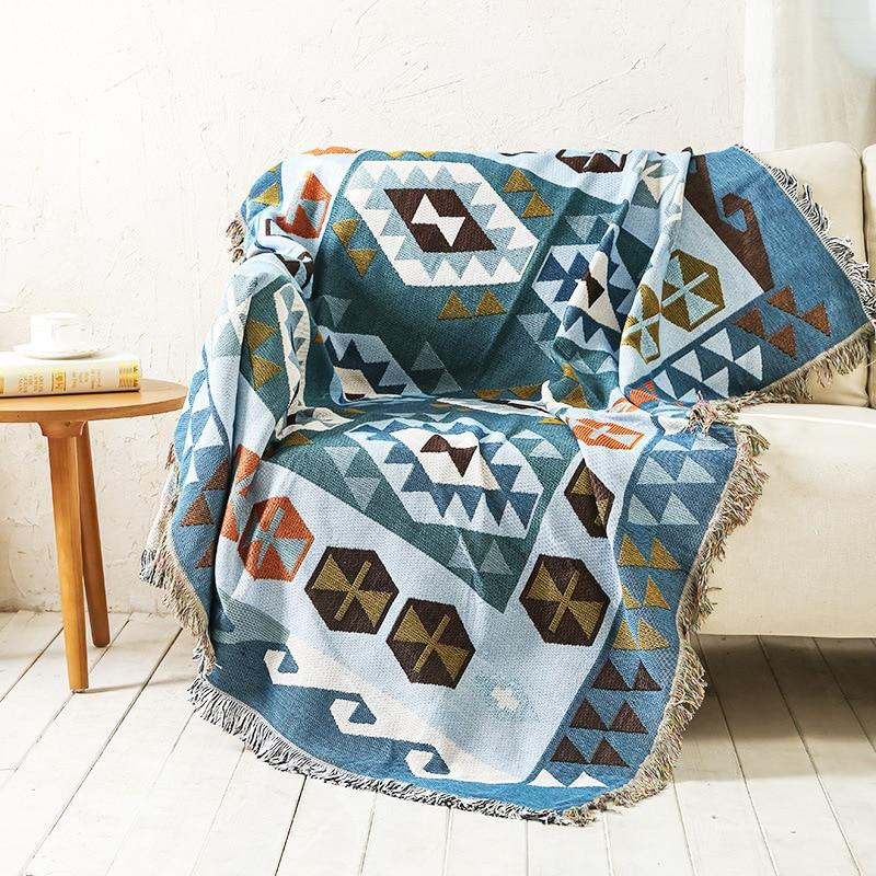 Morse Bohemian gewebte Decke mit Quaste, dekorativer Überwurf für Sofa und Picknick, Mehrfarbig, B/T: 150 x 90 cm - Bild 2