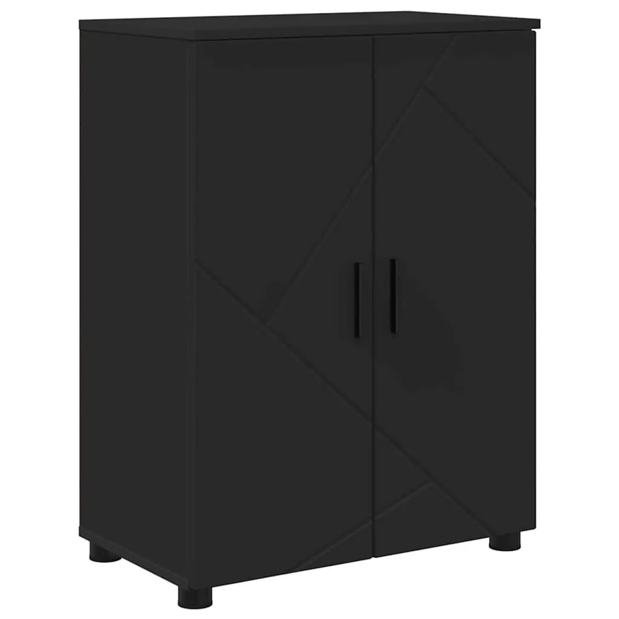 vidaXL Badezimmerschrank in Schwarz mit Tür und modernem Design, B/T/H: 60 x 35 x 80 cm - Bild 2