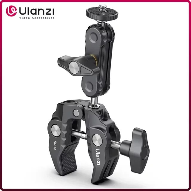 Ulanzi R094 Metall-Superklemme mit Doppelkugelkopf und Magic Arm in Schwarz für DSLR-Kamera, Monitor, Licht und Mikrofonhalterung mit 1/4" und 3/8" Gewinde - Bild 1