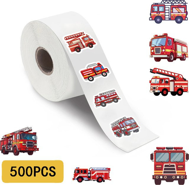 500 Stück PickJoy Feuerwehrauto Aufkleber im Cartoon-Design für Scrapbooking und Graffiti, Mehrfarbig - Bild 1