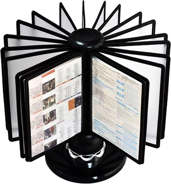 Drehbarer Desktop-Referenzorganizer mit 20 doppelseitigen Flip-Displays für Büro und Hotel in Schwarz oder Grau - Bild 1