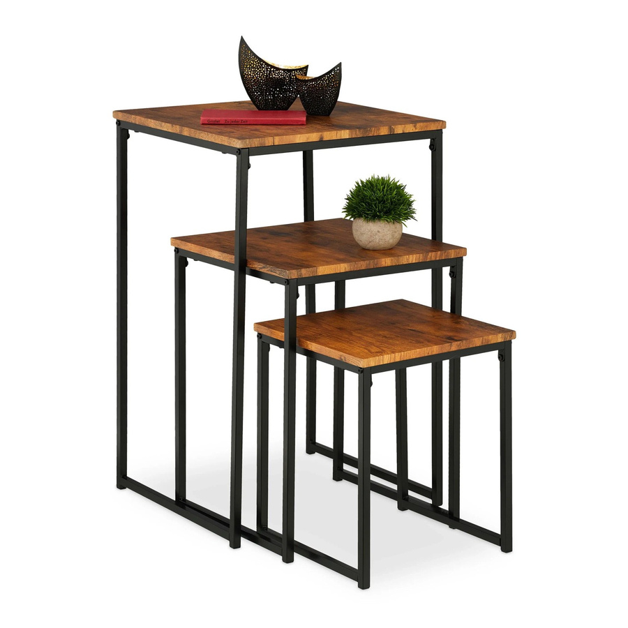 Relaxdays Beistelltisch 3er Set bunt, stapelbar aus Eisen, MDF und PVC, H x B x T: 76 x 46 x 46 cm - Bild 2