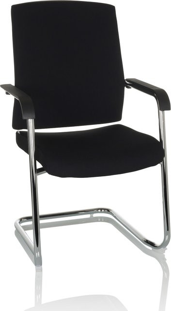 hjh OFFICE Freischwinger LEVIA VP mit Armlehnen aus Stoff in Schwarz - Bild 1