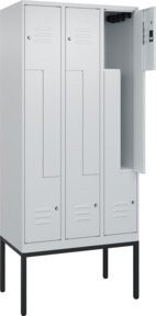 C+P Z-Spind Classic PLUS Spind mit 6 Fächern, Gestell aus Stahl, grau/schwarz, H x B x T: 212,0 x 90,0 x 50,0 cm, mit Zylinderschloss - Bild 1