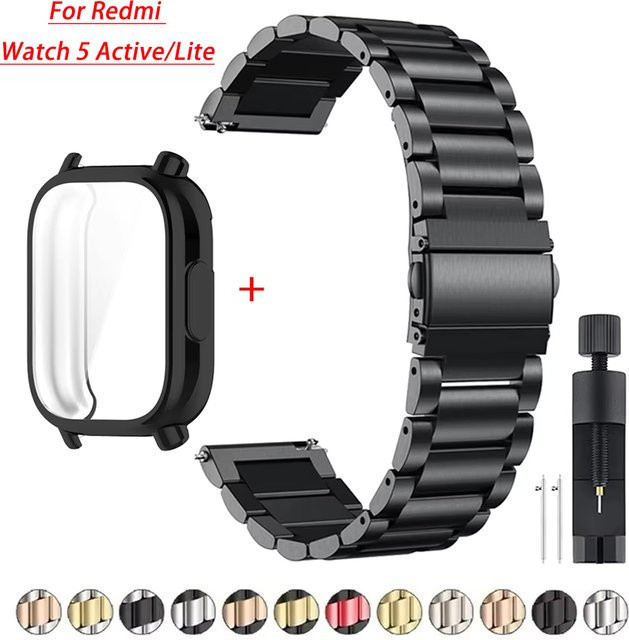 CAOWTAN Uhrenarmband Edelstahl, Schwarz, für Redmi Watch 5 Lite - Bild 1