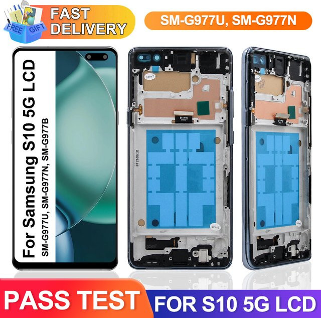 Samsung S10 5G LCD Display Touchscreen Digitizer Montage in Schwarz für G977B G977U G977N - Bild 1