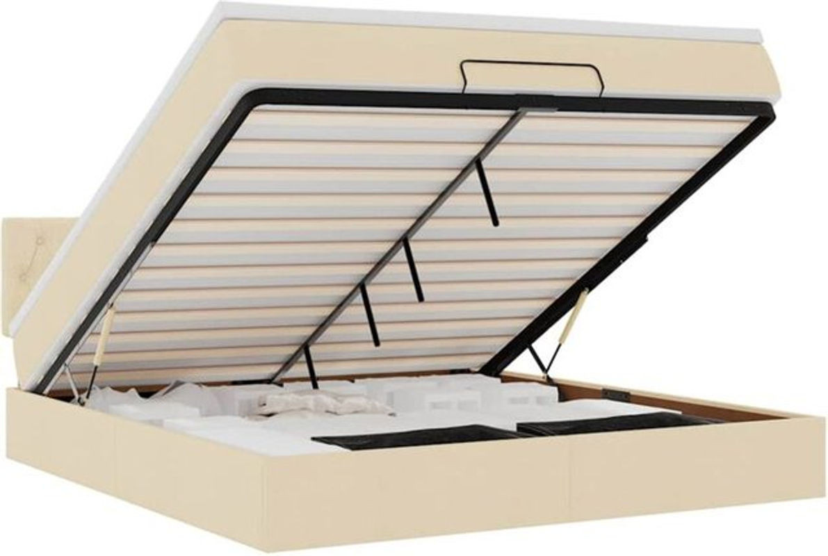 vidaxl Ottoman Polsterbett mit Matratze in Beige aus Stoff, Modernes Polsterbett B/T: 160 x 200 cm - Bild 1