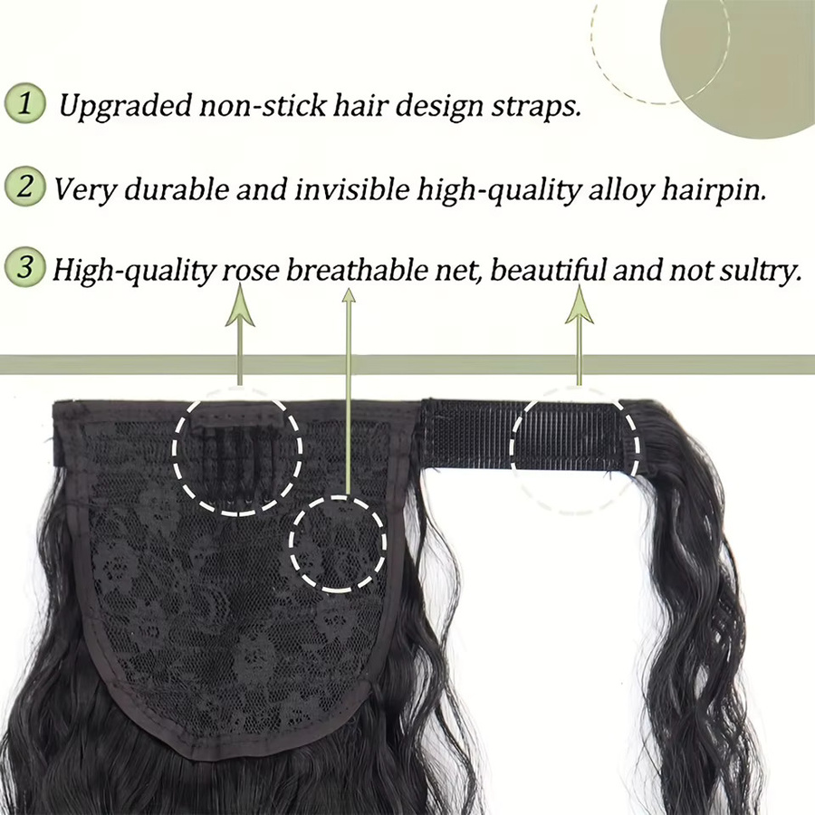 allaosify Haarteil Pferdeschwanz, synthetisch, gewellt, Damen - Bild 4