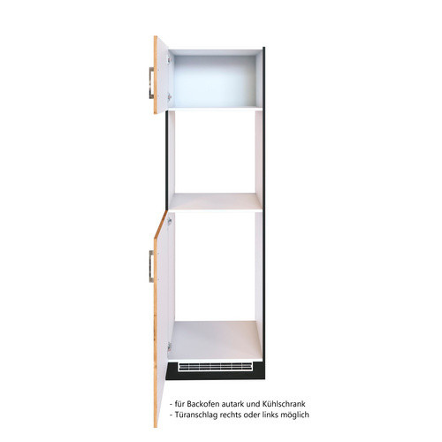 HELD MÖBEL Kombinierter Backofen-Kühlumbauschrank Bologna in Braun und Grau, B/H/T: 60 x 200 x 60 cm - Bild 1